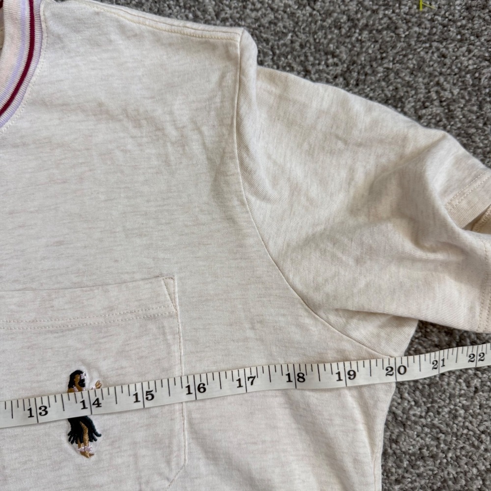 Stance Butter Blend womens Medium Cream Hula Girl Embroidered Pocket T-Shirt - Picture 8 of 9